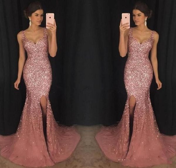 2020 rose pink bling v neck mermaid evening dresses luxury crystal beaded pageant dress major beading split sweep train formal pro7675974, Black;red
2020 rose pink bling v neck mermaid evening dresses luxury crystal beaded pageant dress major beading split sweep train formal pro7675974, Black;red