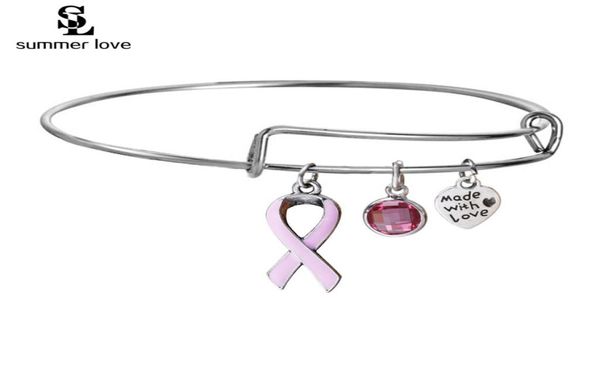 new arrival breast cancer pink ribbon crystal charm wire bangles bracelet hand made with love bracelets adjustable jewelry gift wh2602087, Black
new arrival breast cancer pink ribbon crystal charm wire bangles bracelet hand made with love bracelets adjustable jewelry gift wh2602087, Black