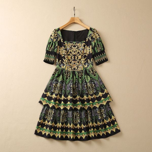 casual dresses european and american women's clothes 2023 spring new square collar short sleeve vintage print studded with beads fashio, Black;gray
casual dresses european and american women's clothes 2023 spring new square collar short sleeve vintage print studded with beads fashio, Black;gray