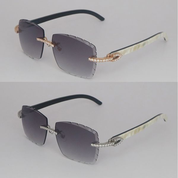 621s issanite diamond set rimless sunglasses womans big stones 2.5 carat diamond sun glasses original white inside black buffalo horn men wo, White;black
621s issanite diamond set rimless sunglasses womans big stones 2.5 carat diamond sun glasses original white inside black buffalo horn men wo, White;black