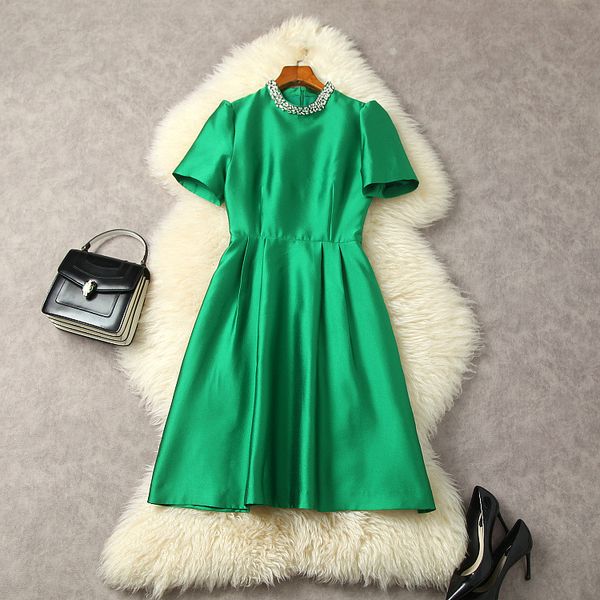 casual dresses european and american women's clothes 2023 spring new beaded stand collar short sleeve solid color fashion pleated dress, Black;gray
casual dresses european and american women's clothes 2023 spring new beaded stand collar short sleeve solid color fashion pleated dress, Black;gray