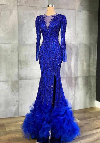 2020 royal blue long sleeves mermaid prom dress lace appliqued evening gown high side split formal party dress3954391, Black
2020 royal blue long sleeves mermaid prom dress lace appliqued evening gown high side split formal party dress3954391, Black