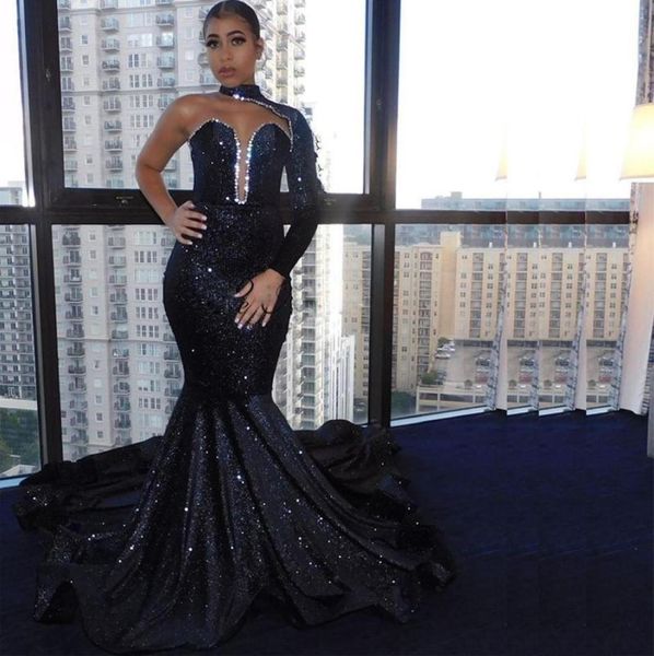 new style neckline 2021 one long sleeve prom dresses sparkling sequined mermaid evening gowns zipper back vestidos de novia3920152, Black
new style neckline 2021 one long sleeve prom dresses sparkling sequined mermaid evening gowns zipper back vestidos de novia3920152, Black