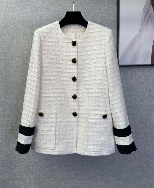 women's jackets small fragrance coat retro black and white contrast tweed fabric high fashion temperament, Black;brown
women's jackets small fragrance coat retro black and white contrast tweed fabric high fashion temperament, Black;brown