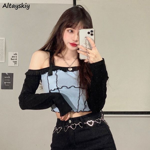 womens tshirt tshirts women off shoulder patchwork fashion allmatch long sleeve slim crop chic sweet streetwear casual ins design 230404, White
womens tshirt tshirts women off shoulder patchwork fashion allmatch long sleeve slim crop chic sweet streetwear casual ins design 230404, White