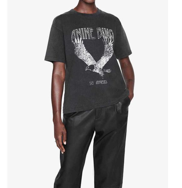 23ss anine bing women fashion classic cotton tee ab new niche eagle print t shirt black short-sleeved t-shirt polos sports trend fashion 00, White
23ss anine bing women fashion classic cotton tee ab new niche eagle print t shirt black short-sleeved t-shirt polos sports trend fashion 00, White
