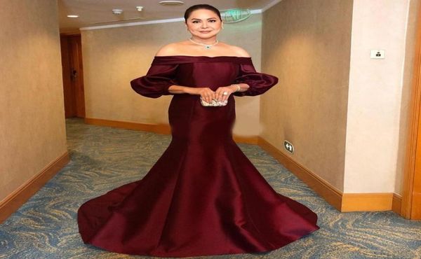 elegant burgundy evening dresses off the shoulder neck long sleeves prom gowns sweep train satin plus size formal dress3465193, Black;red
elegant burgundy evening dresses off the shoulder neck long sleeves prom gowns sweep train satin plus size formal dress3465193, Black;red