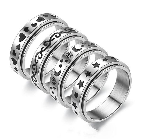 rotatable stainless steel spinner ring for women mens fidget band rings moon star celtic stress relieving wide wedding anxiety1993602, Silver
rotatable stainless steel spinner ring for women mens fidget band rings moon star celtic stress relieving wide wedding anxiety1993602, Silver
