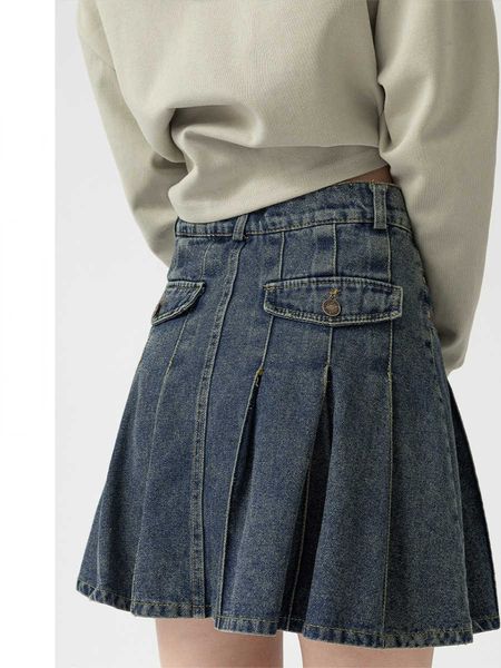 skirts guier high waist denim skirt for women's spring 2023 new minimale design feel pleated temperature short, Black
skirts guier high waist denim skirt for women's spring 2023 new minimale design feel pleated temperature short, Black