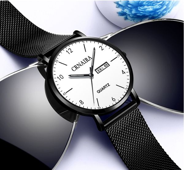 crnaira black watch steel mesh band quartz mens hbp watches luminous calendar watch big three hands casual business stylish man wristwatches, Slivery;brown
crnaira black watch steel mesh band quartz mens hbp watches luminous calendar watch big three hands casual business stylish man wristwatches, Slivery;brown