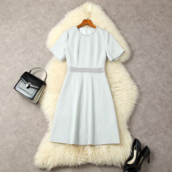 casual dresses european and american women's clothes 2023 spring new beaded crewneck short sleeve solid color fashionable dress, Black;gray
casual dresses european and american women's clothes 2023 spring new beaded crewneck short sleeve solid color fashionable dress, Black;gray