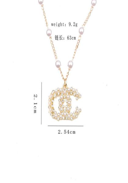 women luxury brand designer double letter pendant necklaces chain 18k gold plated crysatl pearl rhinestone sweater necklace weddin9237983, Silver
women luxury brand designer double letter pendant necklaces chain 18k gold plated crysatl pearl rhinestone sweater necklace weddin9237983, Silver