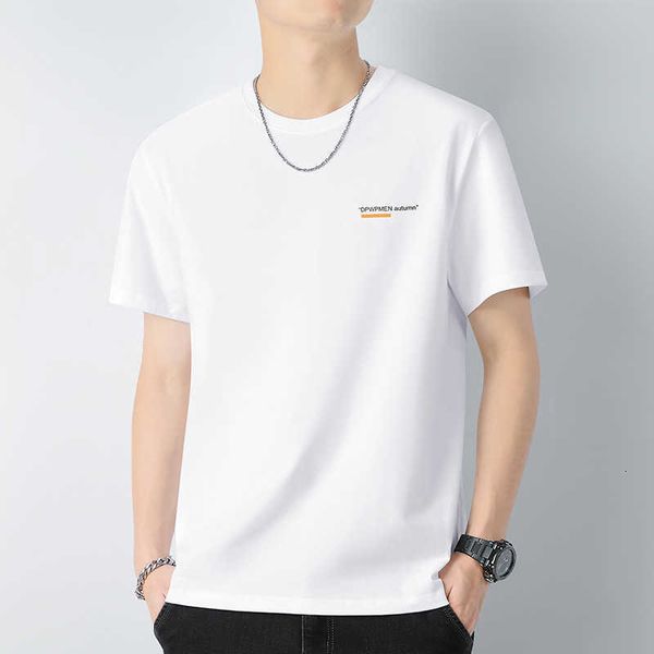 men's t-shirt cotton short pure sleeved for summer round neck trend xinjiang long staple half all cotton for men, White;black
men's t-shirt cotton short pure sleeved for summer round neck trend xinjiang long staple half all cotton for men, White;black