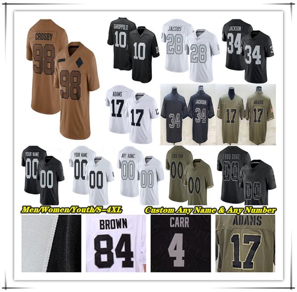 

American Football Jersey Jimmy Garoppolo Aidan O'Connell Josh Jacobs Davante Adams Jakobi Meyers Robert Spillane Maxx Crosby Divine Deablo Howie Long Michael Mayer, Men brown