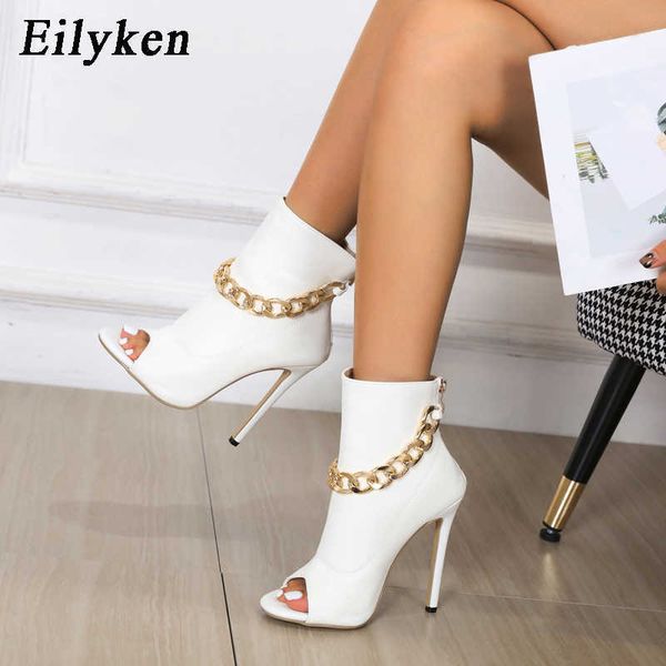 new chain metal decoration high heel white women boots cover heel for party peep toe ladies sandals shoes 230306, Black
new chain metal decoration high heel white women boots cover heel for party peep toe ladies sandals shoes 230306, Black