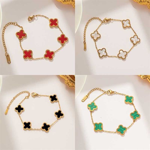 net red new four leaf clover bracelet female fritillaria multiflora good luck titanium steel bracelet, Black
net red new four leaf clover bracelet female fritillaria multiflora good luck titanium steel bracelet, Black