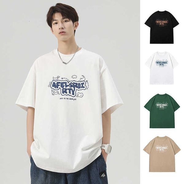 men's t-shirt pure cotton short sleeved fashion label summer design sense niche trend loose fitting upper garment, White;black
men's t-shirt pure cotton short sleeved fashion label summer design sense niche trend loose fitting upper garment, White;black