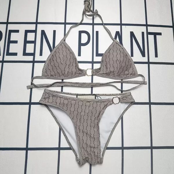 double letter printed swimsuits textile metal chain designers women bikini set ladies backless swimwear with pad, White;black
double letter printed swimsuits textile metal chain designers women bikini set ladies backless swimwear with pad, White;black