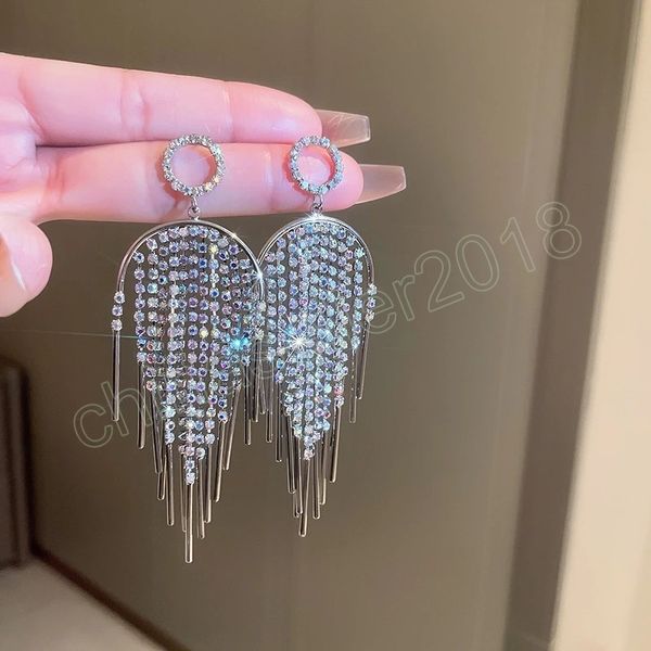diamond chain tassel dangle earrings for women exaggerated design fashionable drop earring party gift, Silver
diamond chain tassel dangle earrings for women exaggerated design fashionable drop earring party gift, Silver