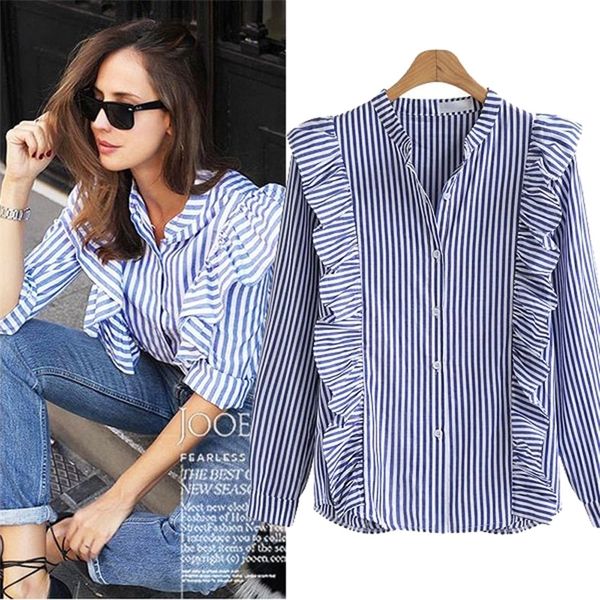 women's blouses shirts autumn women's shirt vertical stripe standing neck long sleeve women's casual ruffled 230406, White
women's blouses shirts autumn women's shirt vertical stripe standing neck long sleeve women's casual ruffled 230406, White