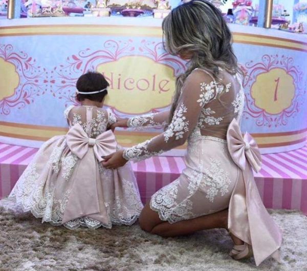 mother daughter princess pink lace ball gown flower girl dresses long sleeves mother of bride dresses with big bow5262234, White;blue
mother daughter princess pink lace ball gown flower girl dresses long sleeves mother of bride dresses with big bow5262234, White;blue