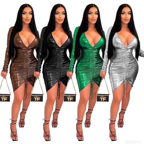 women's new fashion deep v long-sleeved drawstring buttocks nightclub tight-fitting clubwear dress, White;black
women's new fashion deep v long-sleeved drawstring buttocks nightclub tight-fitting clubwear dress, White;black