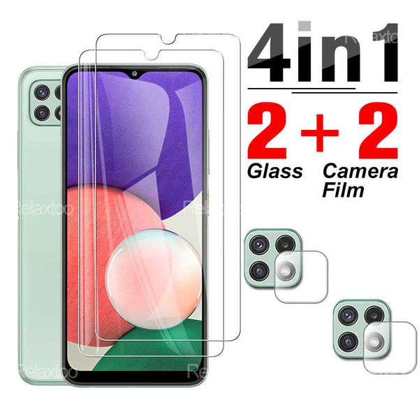 Image of Cell Phone Screen Protectors 4 in 1 Tempered Protector Glass For Samsung Galaxy A22 4G/5G 6.6&#039;&#039; 22a a A 22 Phone Transparent Screen Protective Cover Film P230406