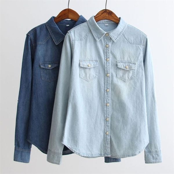women's blouses shirts autumn long sleeved casual denim shirt women's fashion ultra thin cotton women's shirt plus size blue, White
women's blouses shirts autumn long sleeved casual denim shirt women's fashion ultra thin cotton women's shirt plus size blue, White
