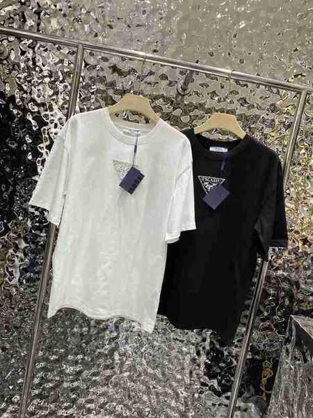 women's tanks & camis designer 23 spring and summer new fashion simple triangle nail drill casual loose versatile round neck t-shirt pr, White 
women's tanks & camis designer 23 spring and summer new fashion simple triangle nail drill casual loose versatile round neck t-shirt pr, White