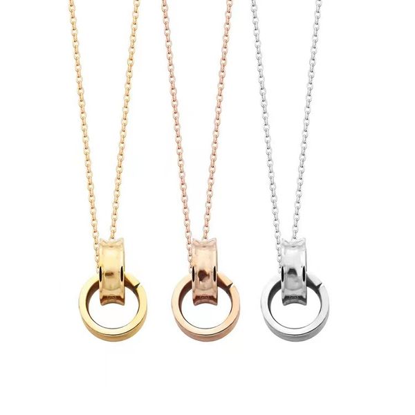 brand luxury t titanium pendant necklace women's 18k gold double ring charm necklace designer jewelry, Silver
brand luxury t titanium pendant necklace women's 18k gold double ring charm necklace designer jewelry, Silver