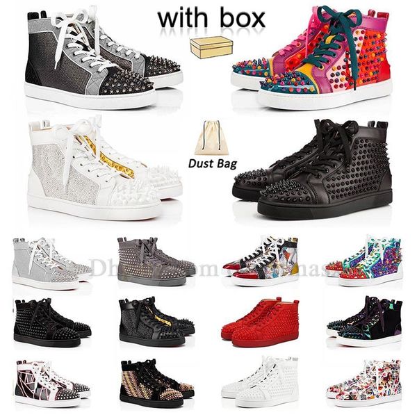 with box original red shoes for mens womens high boot triple white off spike rivets bottoms flat casual shoe luxurys designer dhgate loafers, Black
with box original red shoes for mens womens high boot triple white off spike rivets bottoms flat casual shoe luxurys designer dhgate loafers, Black