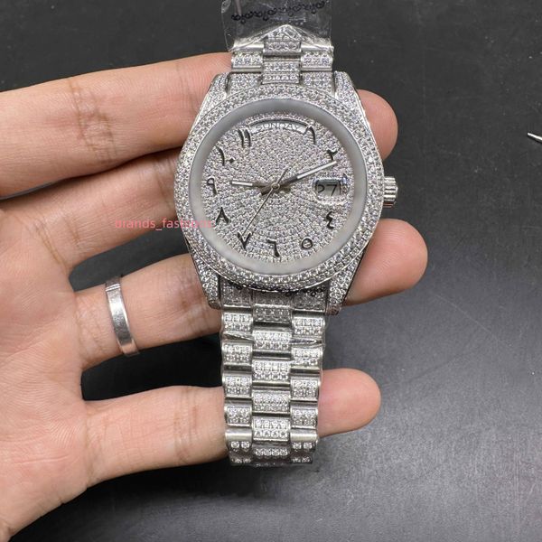 silver iced cz diamond men's watch stainless steel oyster band arabic numerals dial watch hip hop rap style diamond automatic watches, Slivery;brown
silver iced cz diamond men's watch stainless steel oyster band arabic numerals dial watch hip hop rap style diamond automatic watches, Slivery;brown