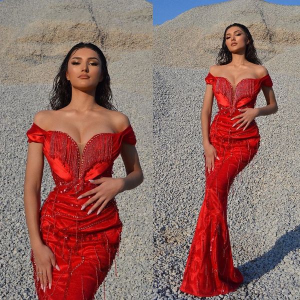 exquisite red mermaid prom dresses tassels beading party dresses lace off shoulder custom made evening dress, Black;red
exquisite red mermaid prom dresses tassels beading party dresses lace off shoulder custom made evening dress, Black;red
