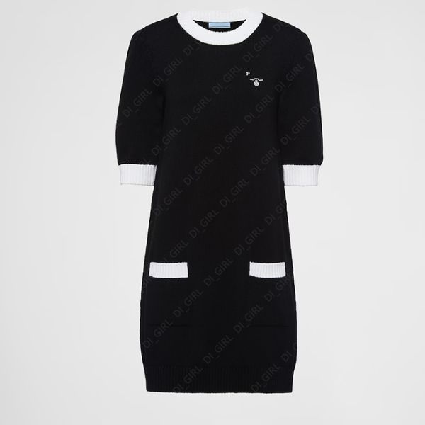 women knitted dress designer classic letters pattern knit dresses fashion crew neck knitted skirts, Black;gray
women knitted dress designer classic letters pattern knit dresses fashion crew neck knitted skirts, Black;gray