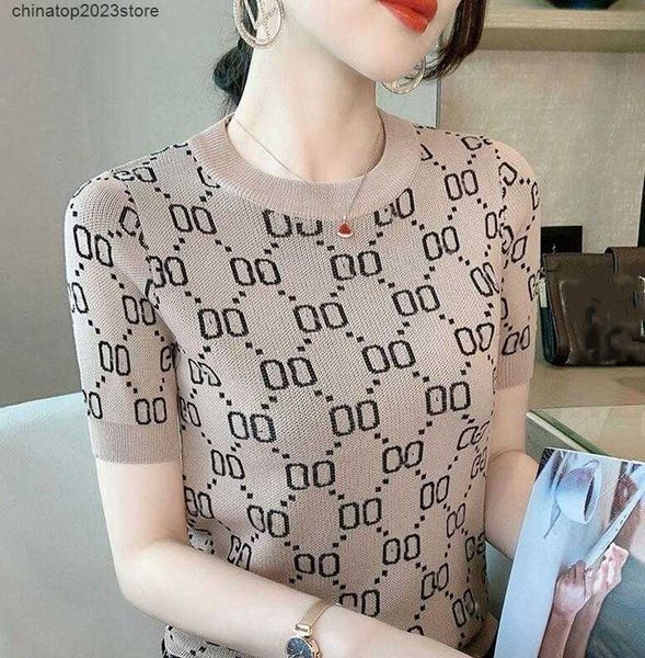 women's knits & tees 23ggs spring sweaters t-shirt short sleeve knitwear women casual designer dsln, White
women's knits & tees 23ggs spring sweaters t-shirt short sleeve knitwear women casual designer dsln, White