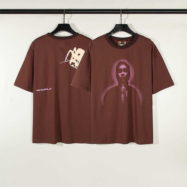 star style sp5der 555555 portrait letter printed american high street short sleeve t-shirt, Black;brown
star style sp5der 555555 portrait letter printed american high street short sleeve t-shirt, Black;brown