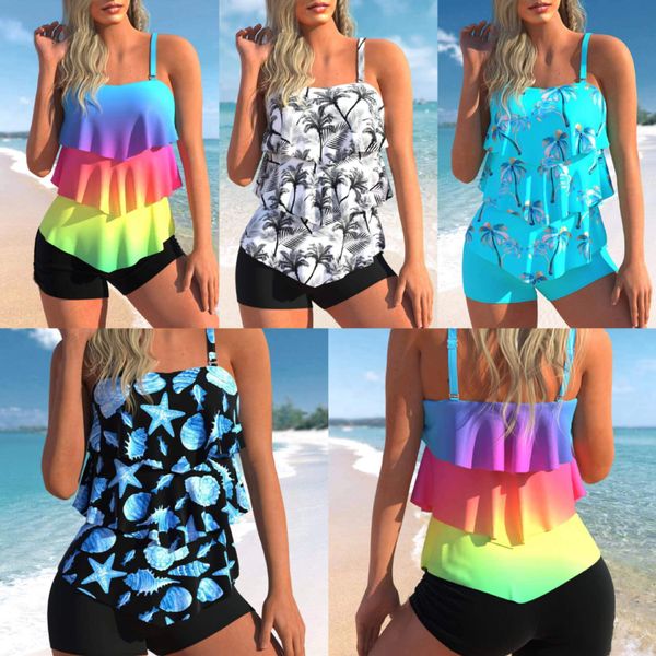 ruffle vintage print tankini set plus size two piece swimsuit for women large size swimwear bathing suit beachwear, White;black
ruffle vintage print tankini set plus size two piece swimsuit for women large size swimwear bathing suit beachwear, White;black