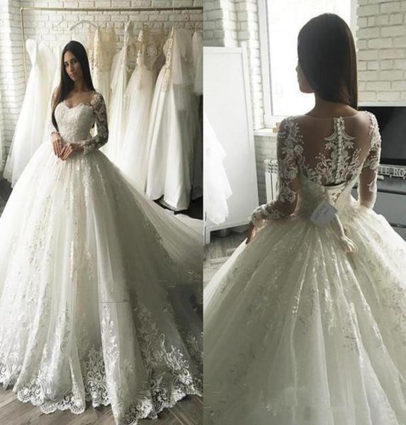 2019 luxury country wedding dresses ball gown sheer neck long sleeve sweep train bridal gown with lace applique plus size wedding 4712336, White
2019 luxury country wedding dresses ball gown sheer neck long sleeve sweep train bridal gown with lace applique plus size wedding 4712336, White
