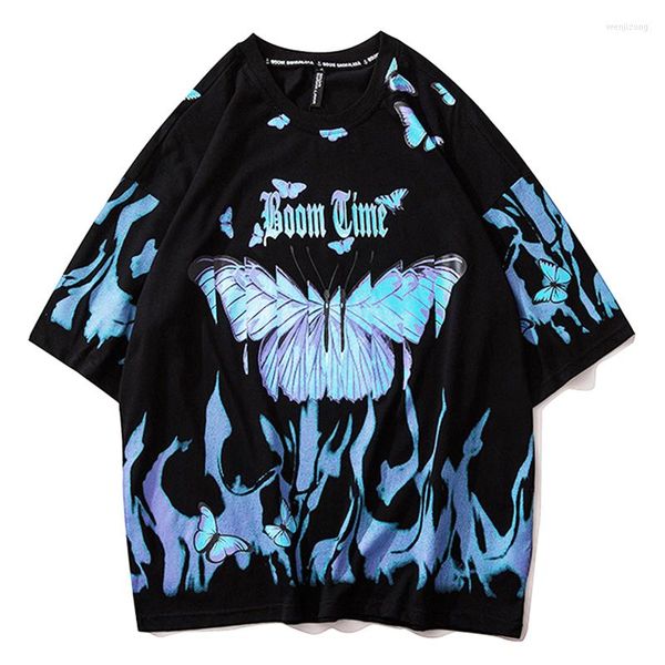 t men's shirts streetwear flame butterfly printed shirt oversized tshirts 2023 summer short sleeve loose cotton couple tees, White;black
t men's shirts streetwear flame butterfly printed shirt oversized tshirts 2023 summer short sleeve loose cotton couple tees, White;black