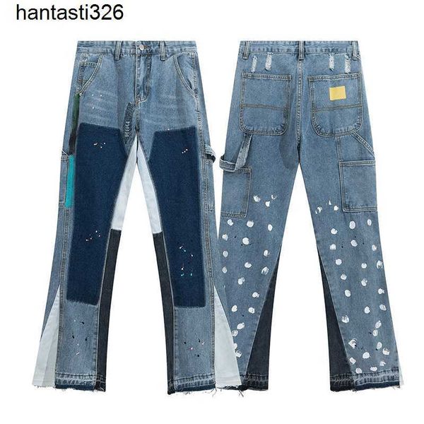 men's jeans men new gallerses street jeans dept patchwork wash flared hip hop versatile wonmen and men pantse0dt, Blue
men's jeans men new gallerses street jeans dept patchwork wash flared hip hop versatile wonmen and men pantse0dt, Blue