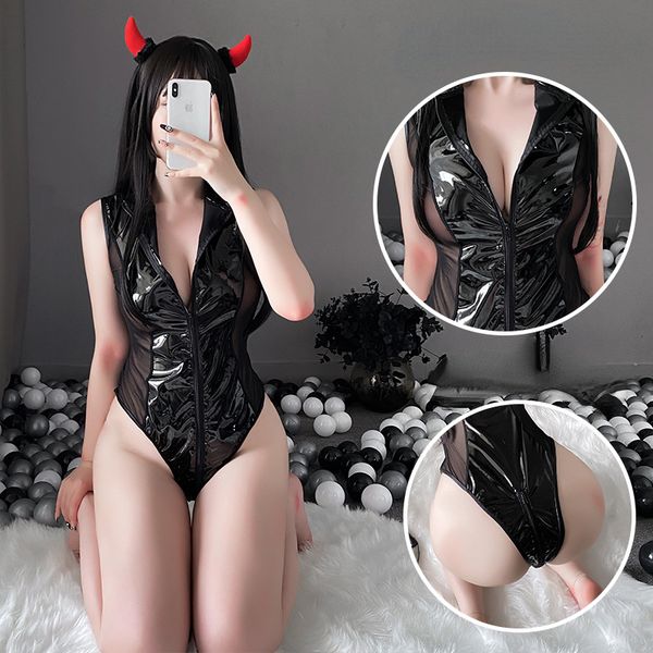 set pu patent leather sleeveless erotic lingerie female passion zipper nightclub uniform temptation jumpsuit 230406, Red;black
set pu patent leather sleeveless erotic lingerie female passion zipper nightclub uniform temptation jumpsuit 230406, Red;black