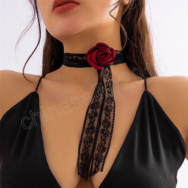 red rose flower choker necklace women wed vintage elegant adjustable bowknot lace clavicle chain y2k accessories, Golden;silver
red rose flower choker necklace women wed vintage elegant adjustable bowknot lace clavicle chain y2k accessories, Golden;silver
