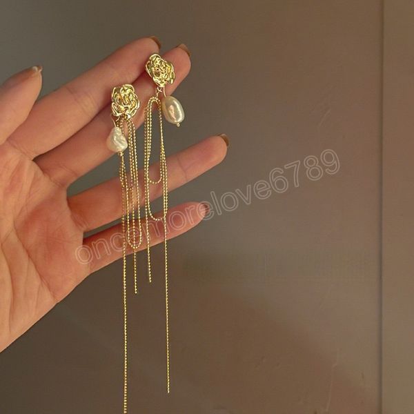 korean tendy metal rose flower dangle earrings for women ladies gold color elegant pearl long tassel pendientes party jewelry, Silver
korean tendy metal rose flower dangle earrings for women ladies gold color elegant pearl long tassel pendientes party jewelry, Silver