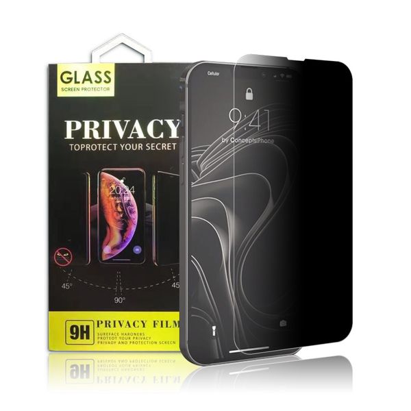 Image of 2.5D Privacy Anti-Spy Tempered Glass Screen Protector For iPhone 15 14 13 12 11 Pro Max XS XR 8 Samsung S20 FE S21 S22 Plus A13 A23 A33 A53 A73 A12 A32 A42 A52 A72 Retail Package