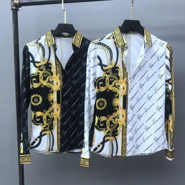 men's casual shirts long sleeve man designer shirt vintage palace print luxury shirt, White;black
men's casual shirts long sleeve man designer shirt vintage palace print luxury shirt, White;black