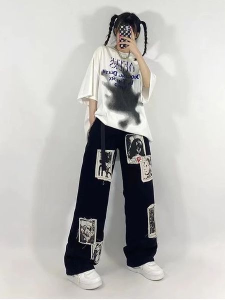 women's jeans houzhou grunge punk patchwork black jean hip hop streetwear print oversize wide leg trousers 90s vintage fashion pants 23, Blue
women's jeans houzhou grunge punk patchwork black jean hip hop streetwear print oversize wide leg trousers 90s vintage fashion pants 23, Blue