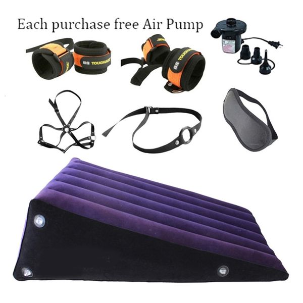 fabric toughage inflatable cushion wedge ramp positioning triangle pillow with restraint system bondage set toy for coup product, Black;white
fabric toughage inflatable cushion wedge ramp positioning triangle pillow with restraint system bondage set toy for coup product, Black;white