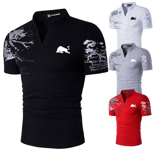 mens tshirts fashion short sleeve black and white bull print stand collar polo t shirt 230406, White;black
mens tshirts fashion short sleeve black and white bull print stand collar polo t shirt 230406, White;black