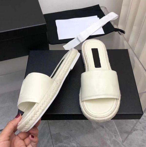 women designer slippers genuine leather straw braided flat mules lady outside wear high appearance level thick sold beach slides summer flip, Black
women designer slippers genuine leather straw braided flat mules lady outside wear high appearance level thick sold beach slides summer flip, Black