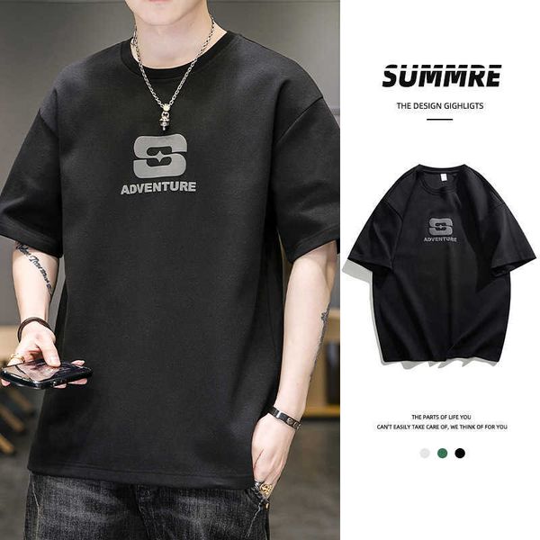 men's t-shirt sleeved short for summer ins trendy trend loose fitting clothing for round neck half upper garment for style, White;black
men's t-shirt sleeved short for summer ins trendy trend loose fitting clothing for round neck half upper garment for style, White;black